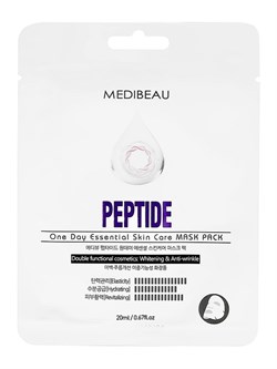MEDIBEAU Маска тканевая для лица с пептидами / One Day Essential Skin Care Mask Pack Peptide, 20 мл 25408-75827 - фото 14780360
