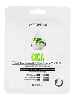 MEDIBEAU Маска тканевая для лица с экстрактом центеллы / One Day Essential Skin Care Mask Pack Cica, 20 мл 25410-75848 - фото 14780364