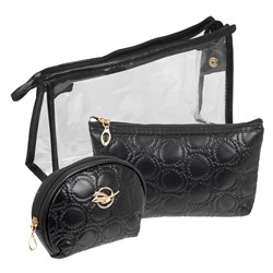 Kristaller Набор косметичек Embossing circle 3 in 1, чёрный 25088-72541 - фото 14805380