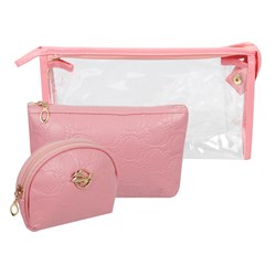 Kristaller Набор косметичек Embossing circle 3 in 1, розовый 25087-72546 - фото 14805386