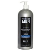 Ollin Шампунь для волос и тела мужской освежающий / Premier For Men, 1000 мл 10808-8501